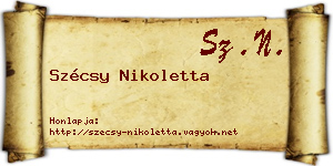 Szécsy Nikoletta névjegykártya