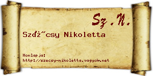 Szécsy Nikoletta névjegykártya